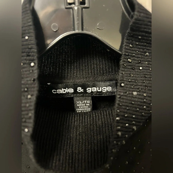 Cable & Gauge sleeveless mock turtleneck XL Black Knit Sequins - Picture 2 of 3